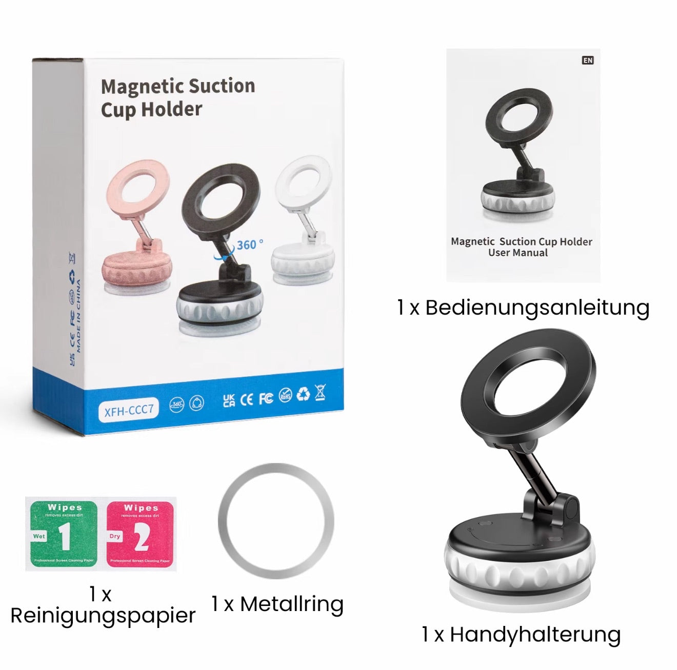 Magnetische Handyhalterung mit Vakuum-Adsorption