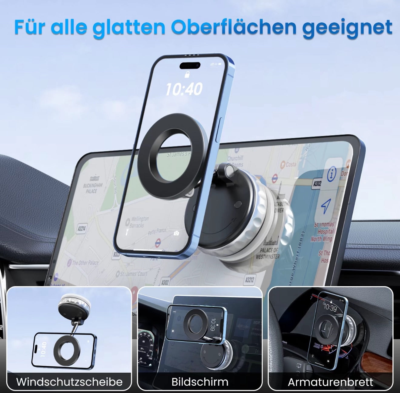 Magnetische Handyhalterung mit Vakuum-Adsorption