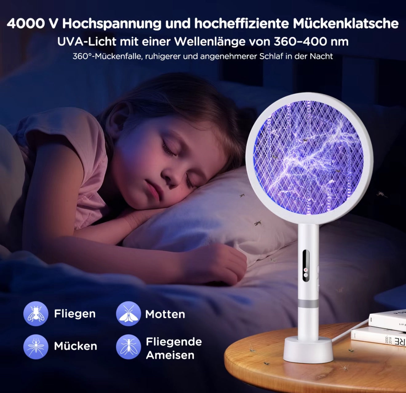 2-in-1 Elektrische Mückenklatsche & Insektenlampe