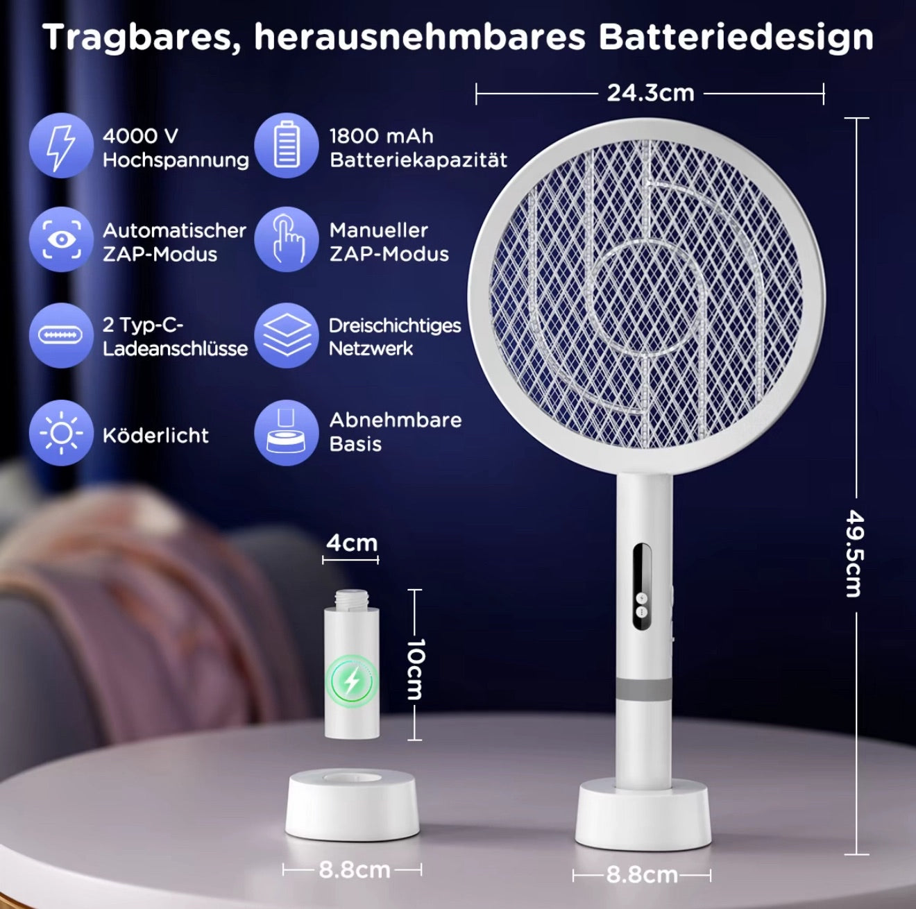 2-in-1 Elektrische Mückenklatsche & Insektenlampe
