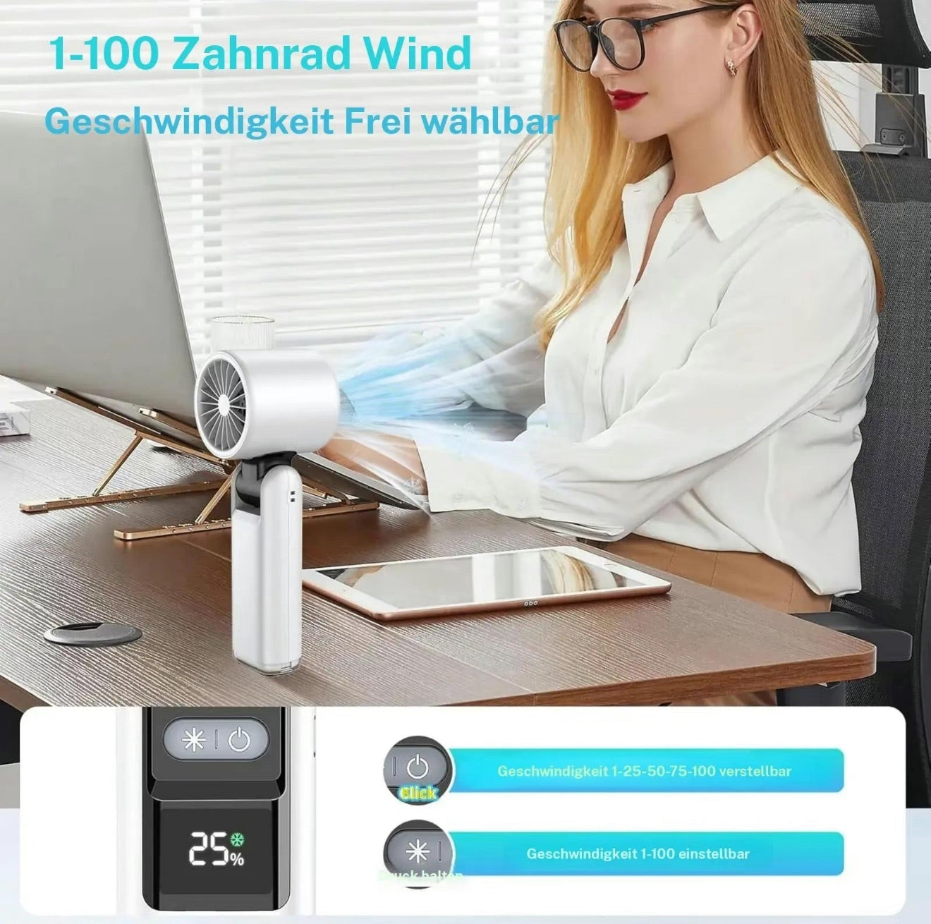 Tragbarer Mini-Handventilator mit Turbo-Kühlung