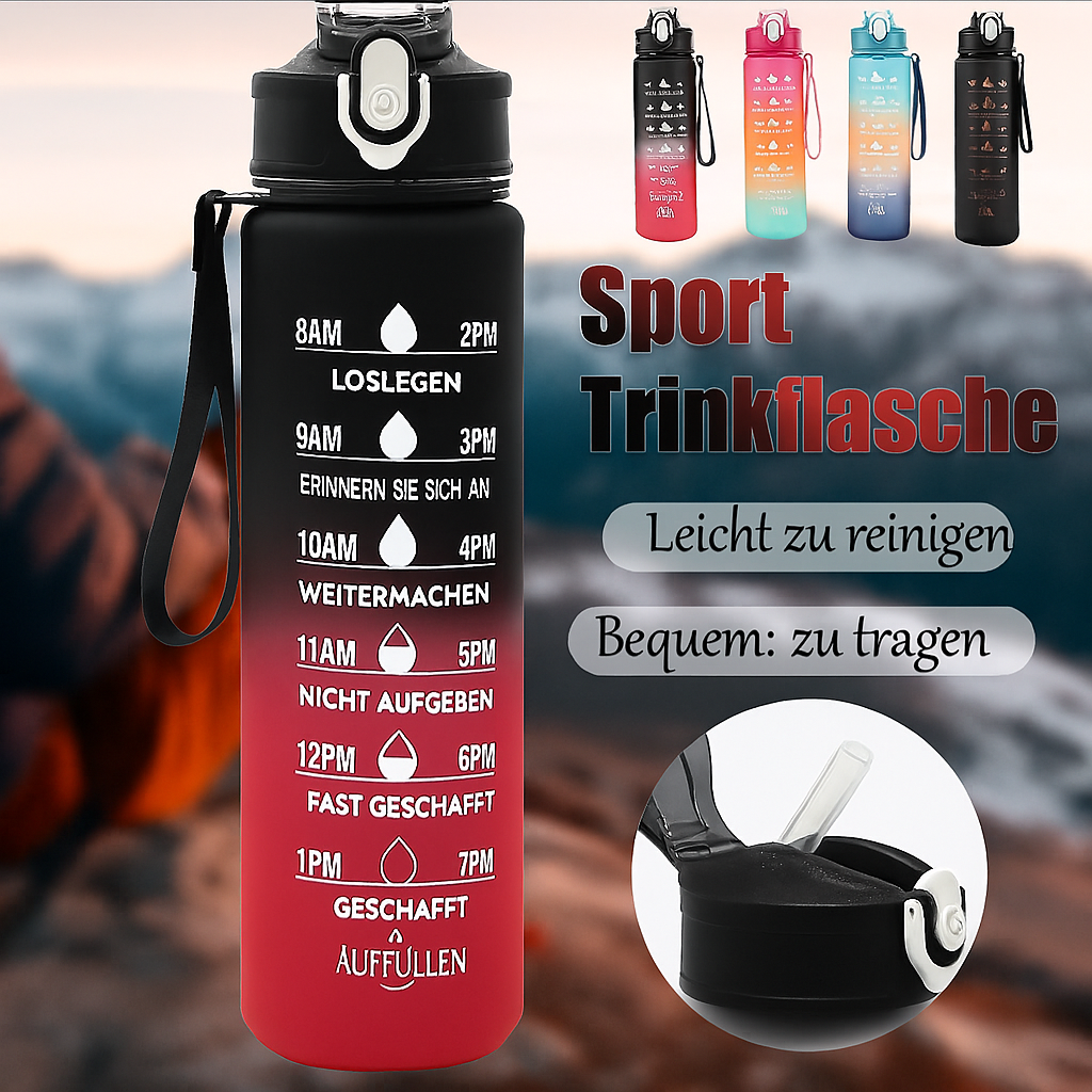 Sportwasserflasche mit zeitverfolgendem Strohhalm