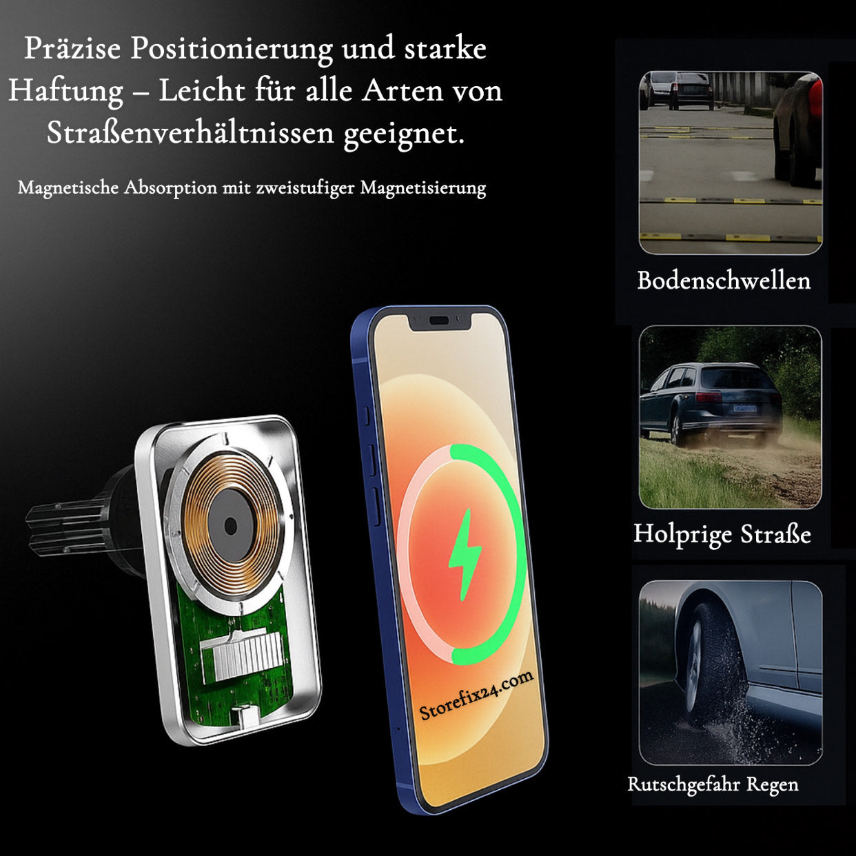 Magnetische Auto-Handyhalterung mit 30W Wireless Charger – kompatibel mit MagSafe