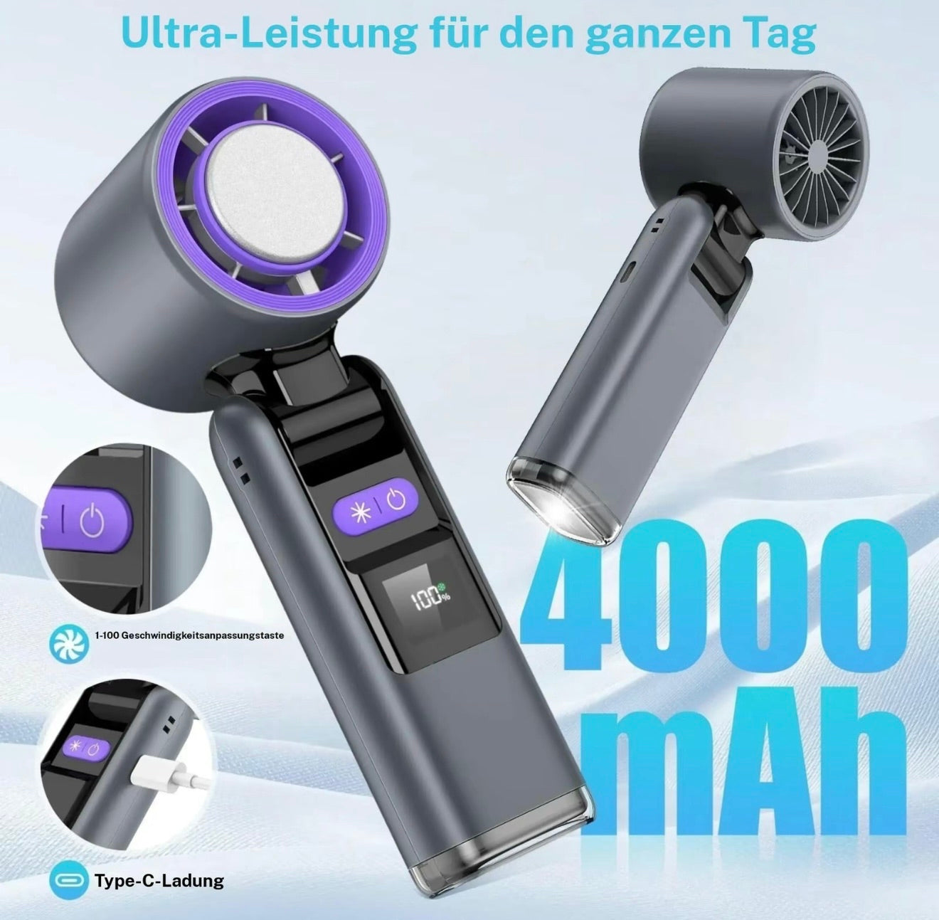 Tragbarer Mini-Handventilator mit Turbo-Kühlung
