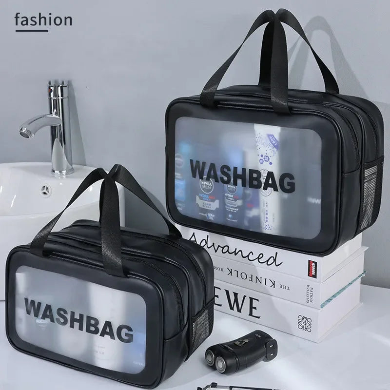 Trocken-Nass-Trennung Kosmetiktasche – Doppelt transparente PU-Reisetasche