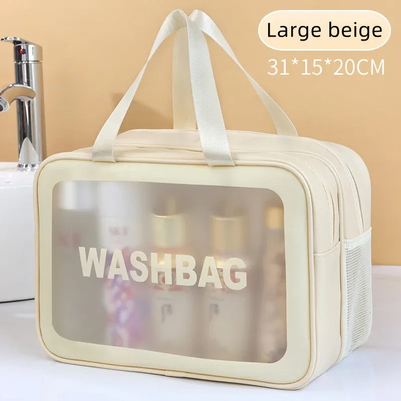 Trocken-Nass-Trennung Kosmetiktasche – Doppelt transparente PU-Reisetasche