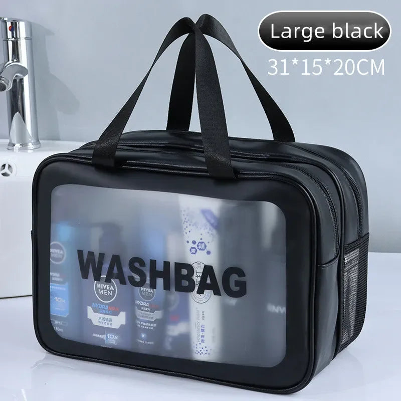 Trocken-Nass-Trennung Kosmetiktasche – Doppelt transparente PU-Reisetasche