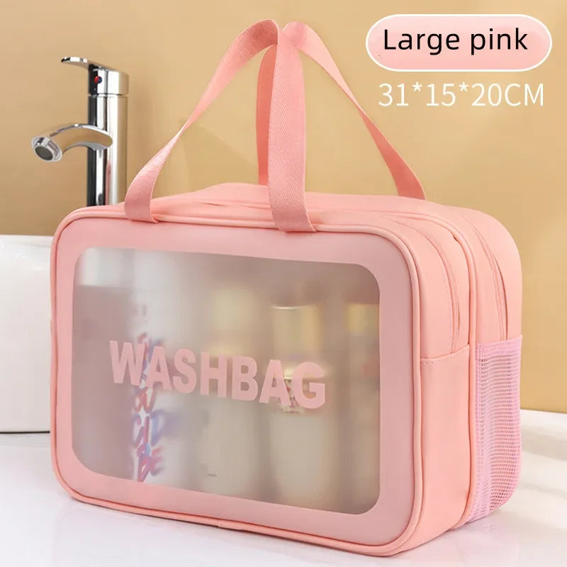 Trocken-Nass-Trennung Kosmetiktasche – Doppelt transparente PU-Reisetasche