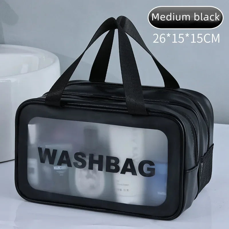 Trocken-Nass-Trennung Kosmetiktasche – Doppelt transparente PU-Reisetasche