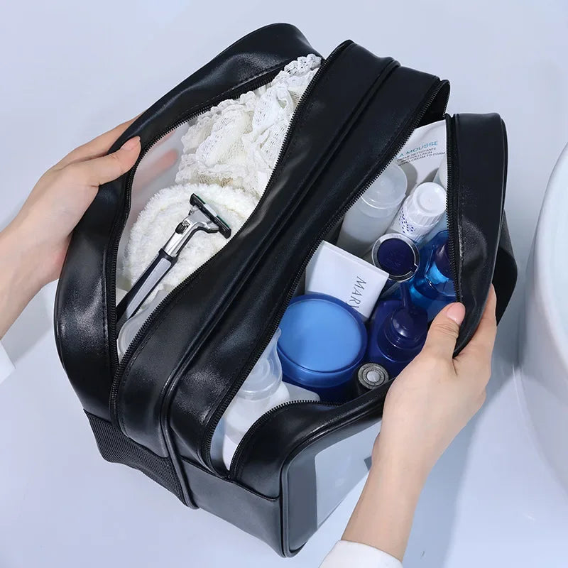Trocken-Nass-Trennung Kosmetiktasche – Doppelt transparente PU-Reisetasche