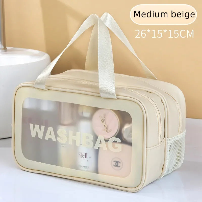 Trocken-Nass-Trennung Kosmetiktasche – Doppelt transparente PU-Reisetasche