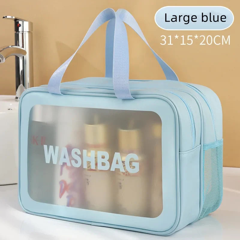 Trocken-Nass-Trennung Kosmetiktasche – Doppelt transparente PU-Reisetasche