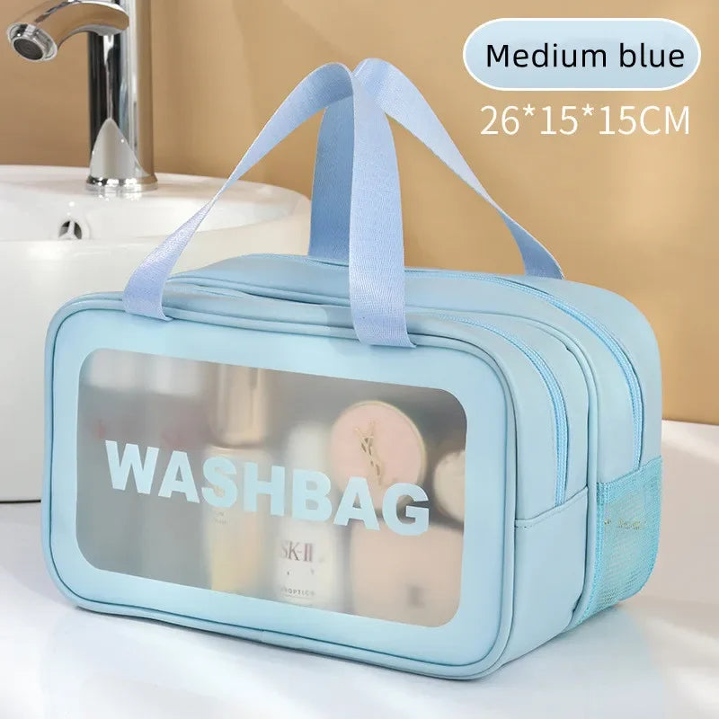 Trocken-Nass-Trennung Kosmetiktasche – Doppelt transparente PU-Reisetasche