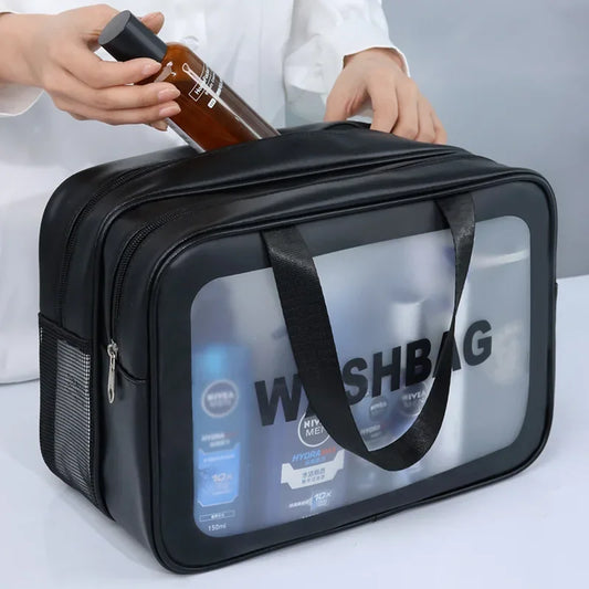 Trocken-Nass-Trennung Kosmetiktasche – Doppelt transparente PU-Reisetasche