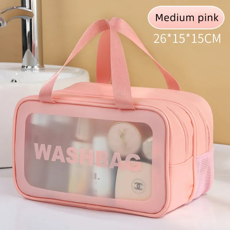 Trocken-Nass-Trennung Kosmetiktasche – Doppelt transparente PU-Reisetasche