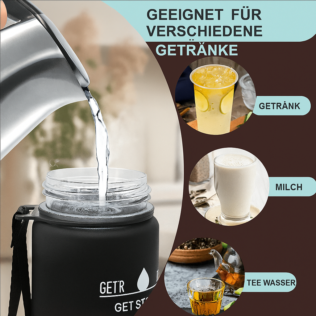Sportwasserflasche mit zeitverfolgendem Strohhalm