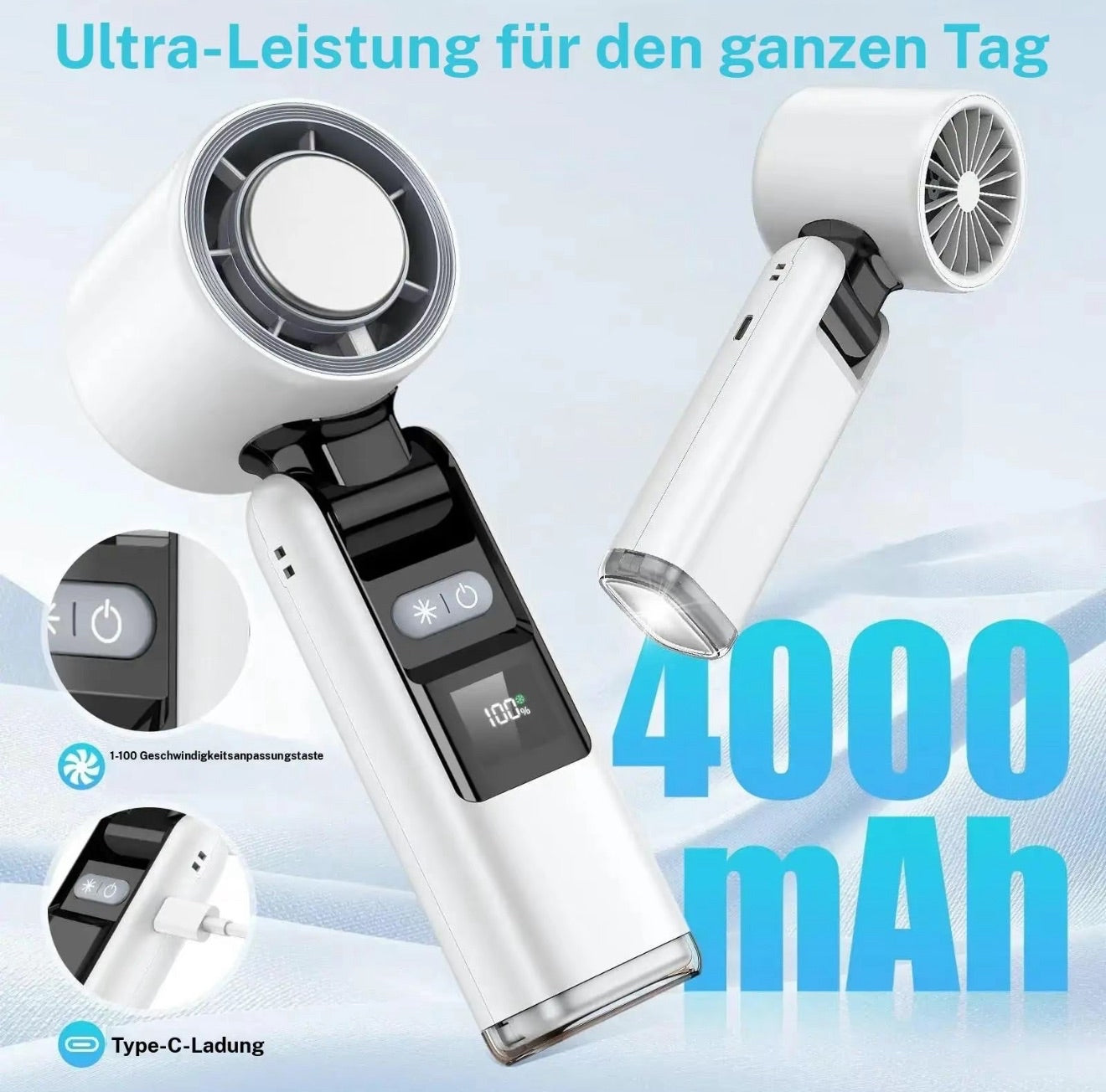 Tragbarer Mini-Handventilator mit Turbo-Kühlung