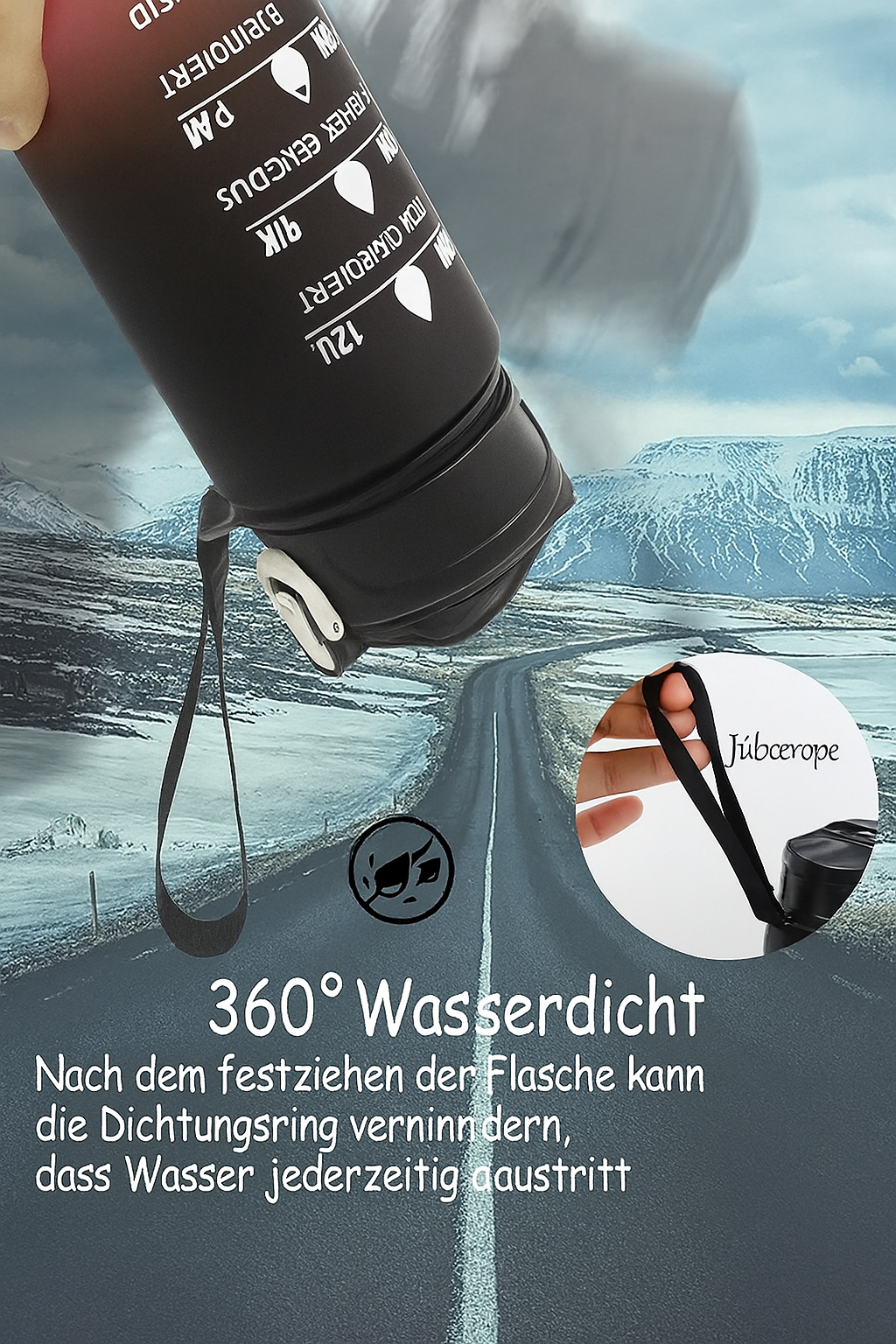 Sportwasserflasche mit zeitverfolgendem Strohhalm