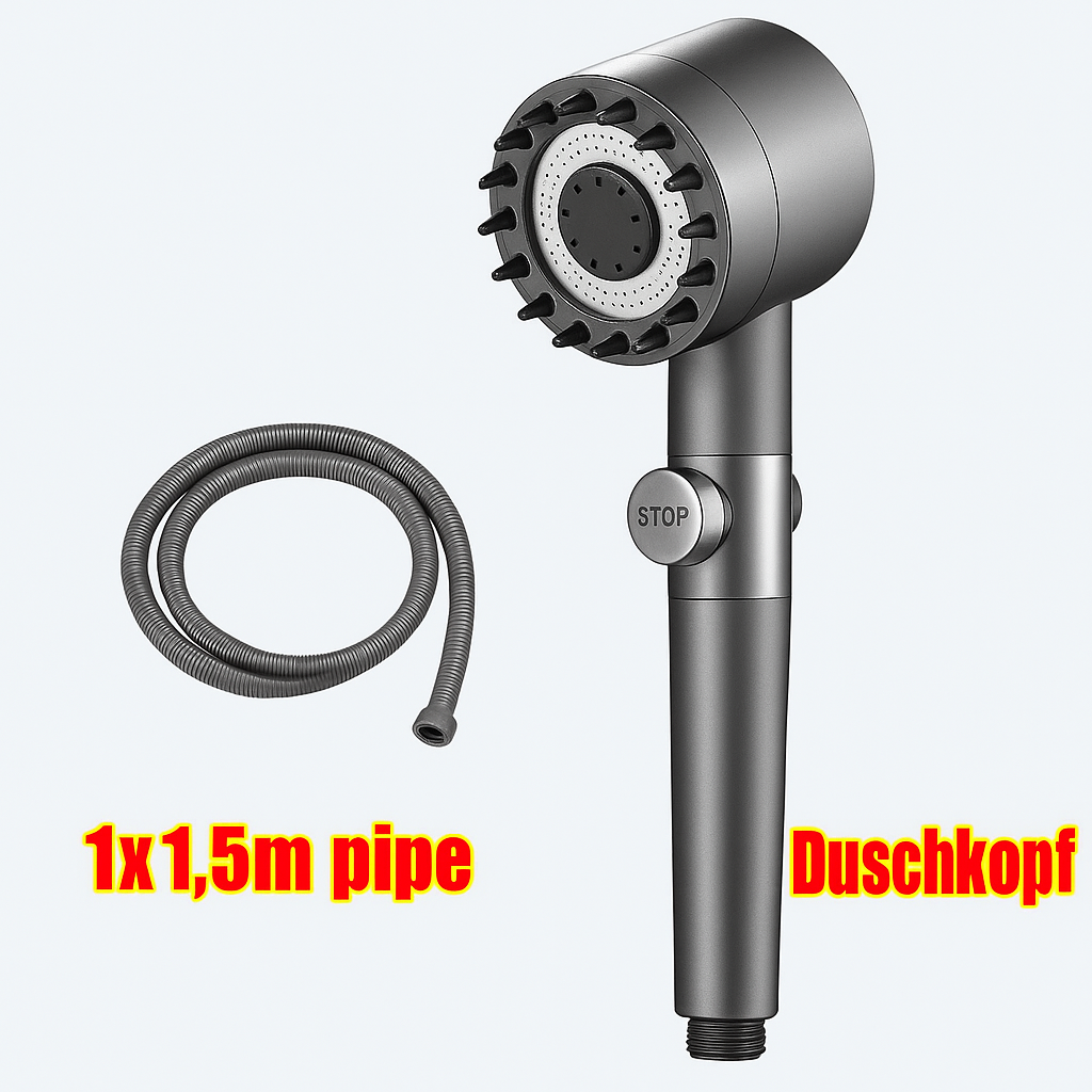 Duschkopf-Set, Hochdruck-Duschkopf für Hartwasser-Hochdruckdusche, 3-Modus, verstellbares Spray mit Massage-Badezimmer